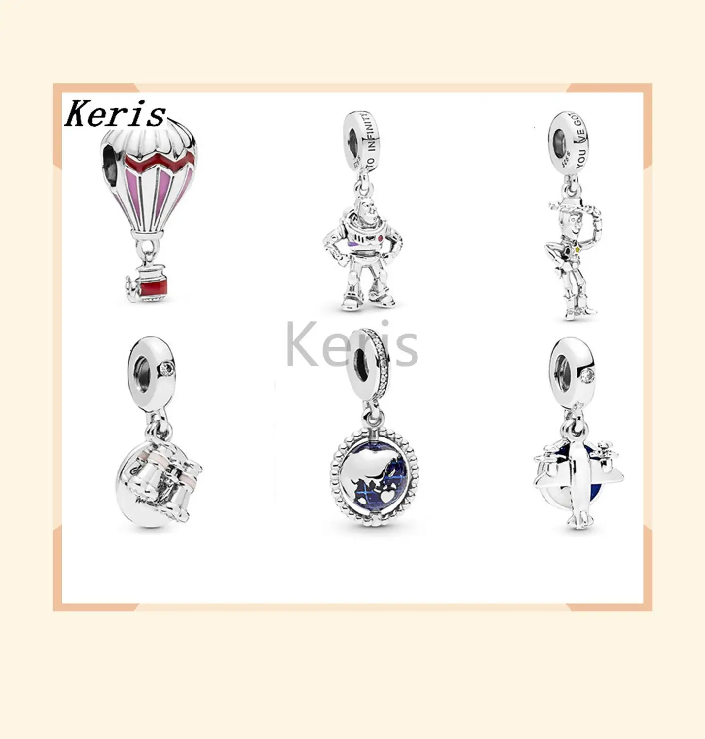 2019 100% Серебро 925 пробы шарообразные Висячие шармы спираль самолет летний бинокль