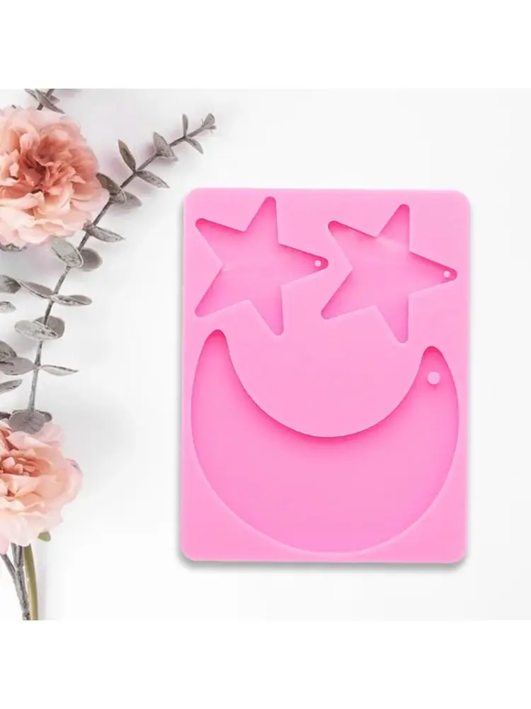 

Resin Mold Shiny Star Moon Shape Keyring Pendant Casting Silicone Mould DIY Craft Decoration Jewelry Tool