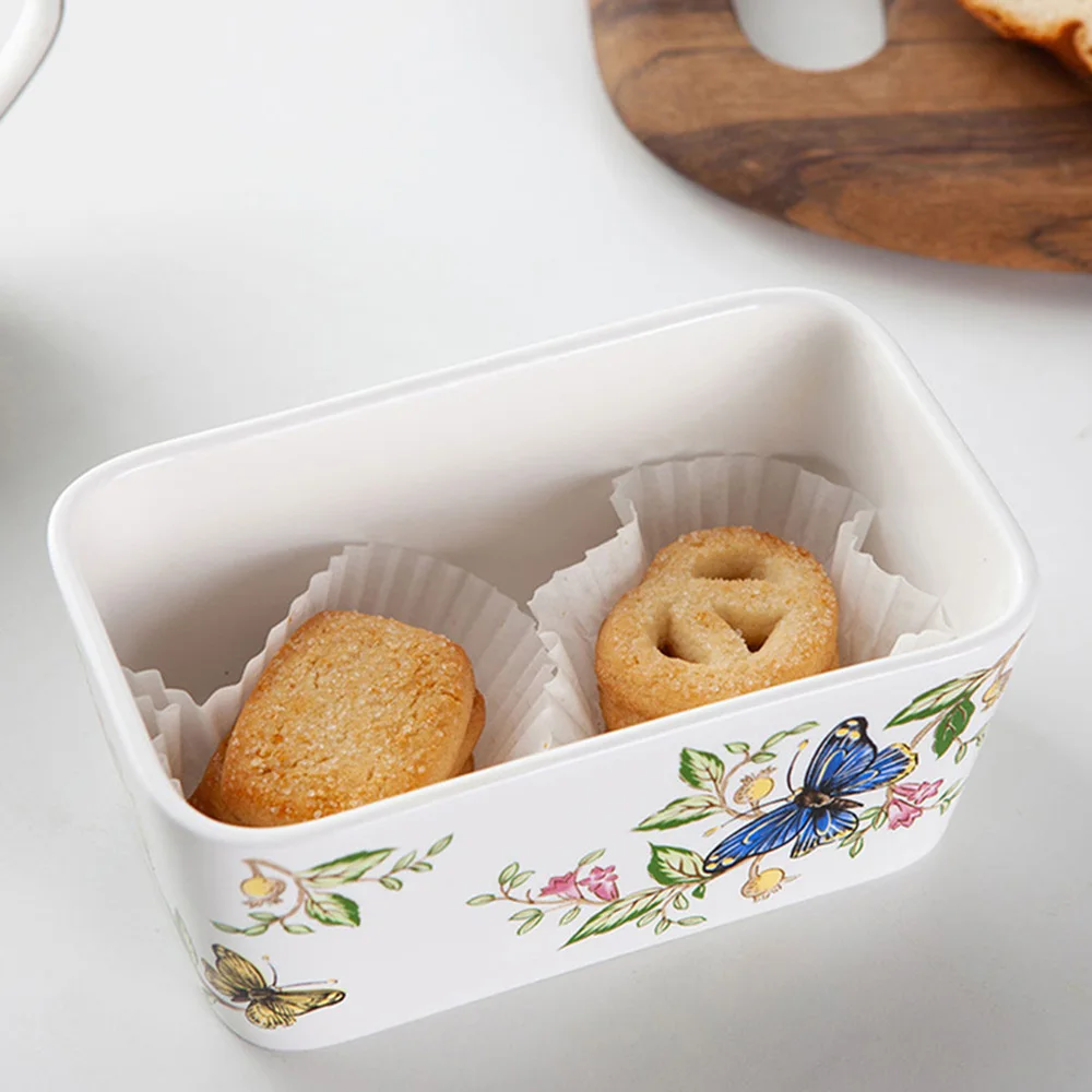 

1Pc Butter Box Ceramic Butter Box Dessert Server with Lid (Assorted Color)