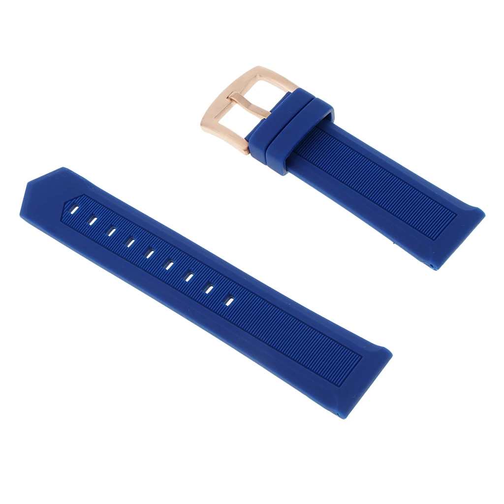 

19mm 20mm 21mm 22mm 24mm Blue Silicone Strap Sport Watch - Blue, 24mm