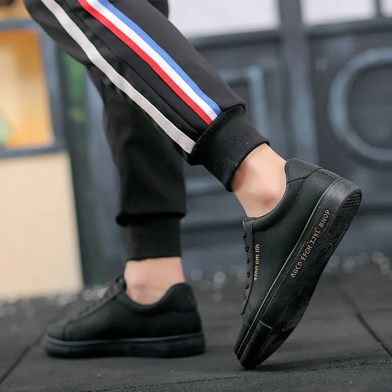 

luxury Brand Casual Shoes Men Leather Black Red Sole Sneakers Spring Autumn Lace Up Korean Fashion Sneakers Male Shoes Classic