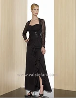 free shipping 2016 vestidos de fiesta formales new arrival black long chiffon lace elegant party evening dresses long sleeve
