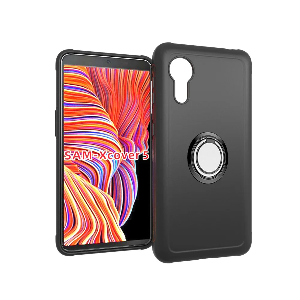 

For Samsung Galaxy Xcover 5 Xcover5 SM-G525F Back Ring Holder Bracket Phone Case Smartphone TPU Soft Silicone Cover