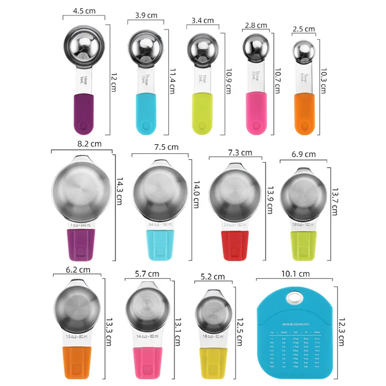 304 нержавеющая сталь силикон магнитная мерная ложка четыре/семь комплектов