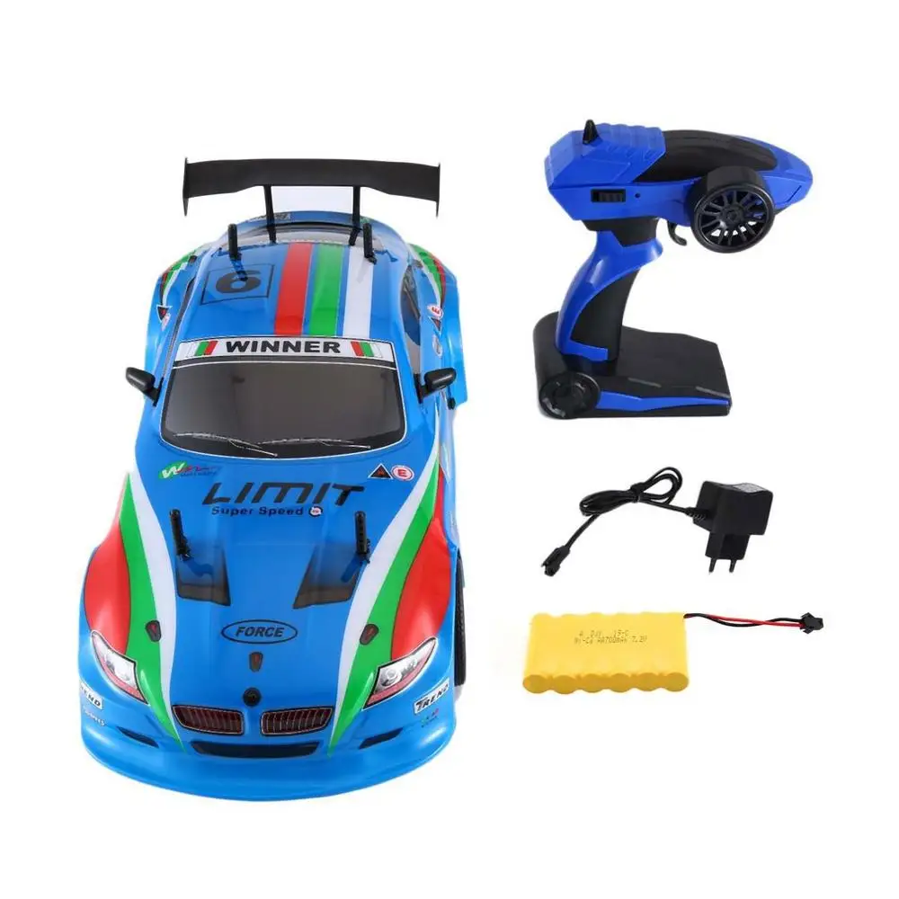 blue 1/10 700mAh 2,4G гоночный автомобиль 1:10 RC модель автомобиля 25 км/ч плоский спортивный Дрифт автомобиль игрушки ЕС вилка для детей Подарки - Цвет: blue