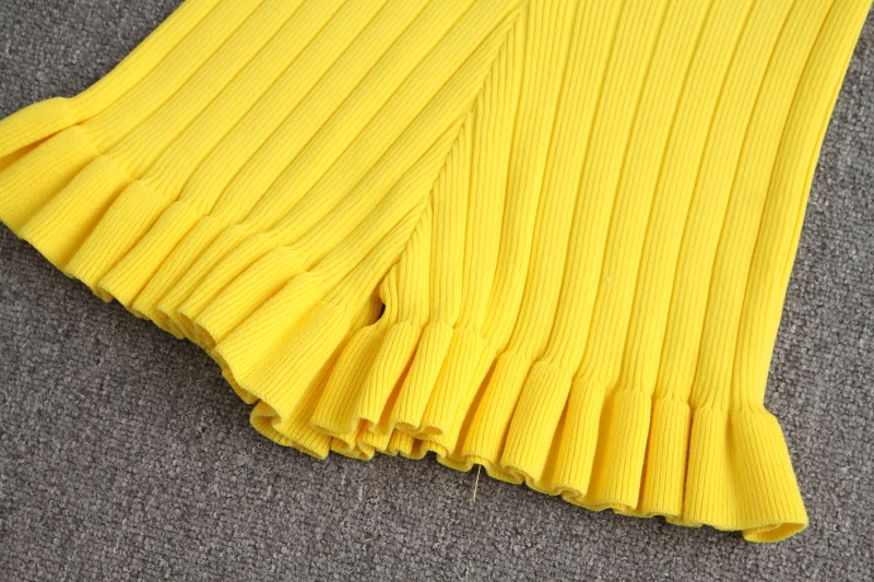 ALPHALMODA - женский джемпер без рукавов и шорты шикарный вязаный костюм ярко-желтый