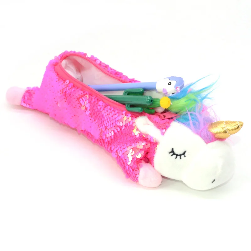 

Sequin Pencil Case bag Licorne Estuches Lapices Plush Girls Unicorn Pennen Kawaii School Supplies Kalem Kutusu trousse scolaire
