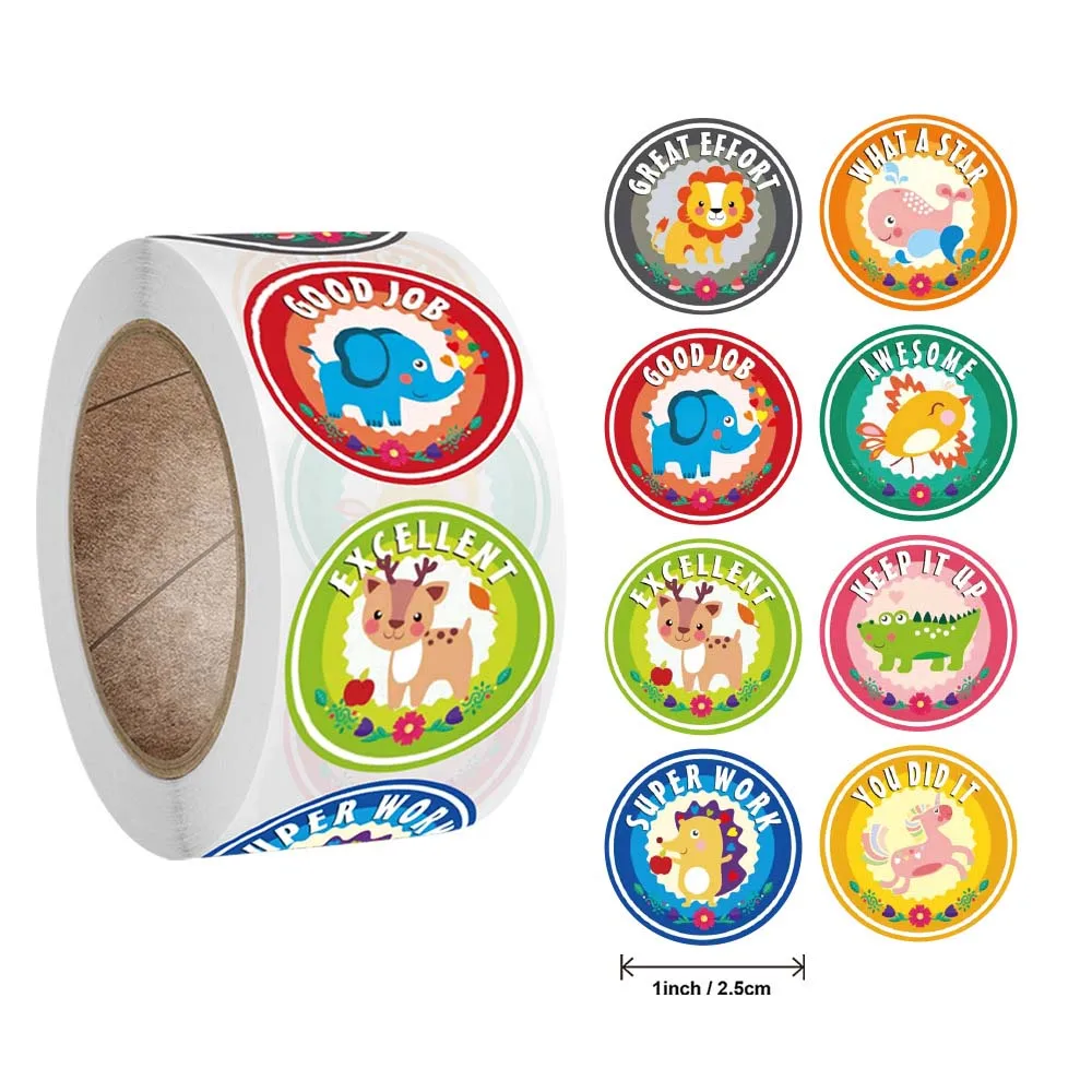 

500pcs 1inch Excellent You Did It Keep It Up Stickers Cute Toys Reward Stickers Encourage Round Stickers for Teachers Students