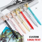 100 шт. оптовая продажа, креативная большая шариковая ручка с алмазным рисунком, рекламная подарочная ручка с индивидуальным логотипом, металлическая ручка, канцелярские принадлежности