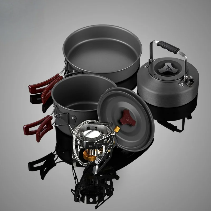 Jual Set Panci Masak Portabel Perjalanan Berkemah Peralatan Masak Modern Antilengket Logam Ramah Lingkungan Peralatan Dapur Kochgeschirr EB5TZ