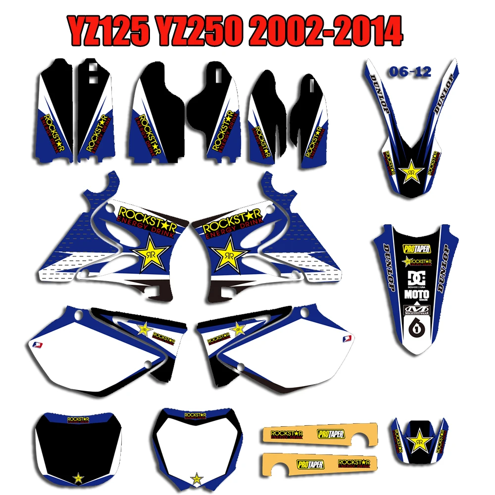 Команда Графика Фоны наклейки комплект для Yamaha YZ125 YZ250 YZ 125 250 1996- 1997 1998 1999 2010 2011 2012 2013 - Цвет: 0128