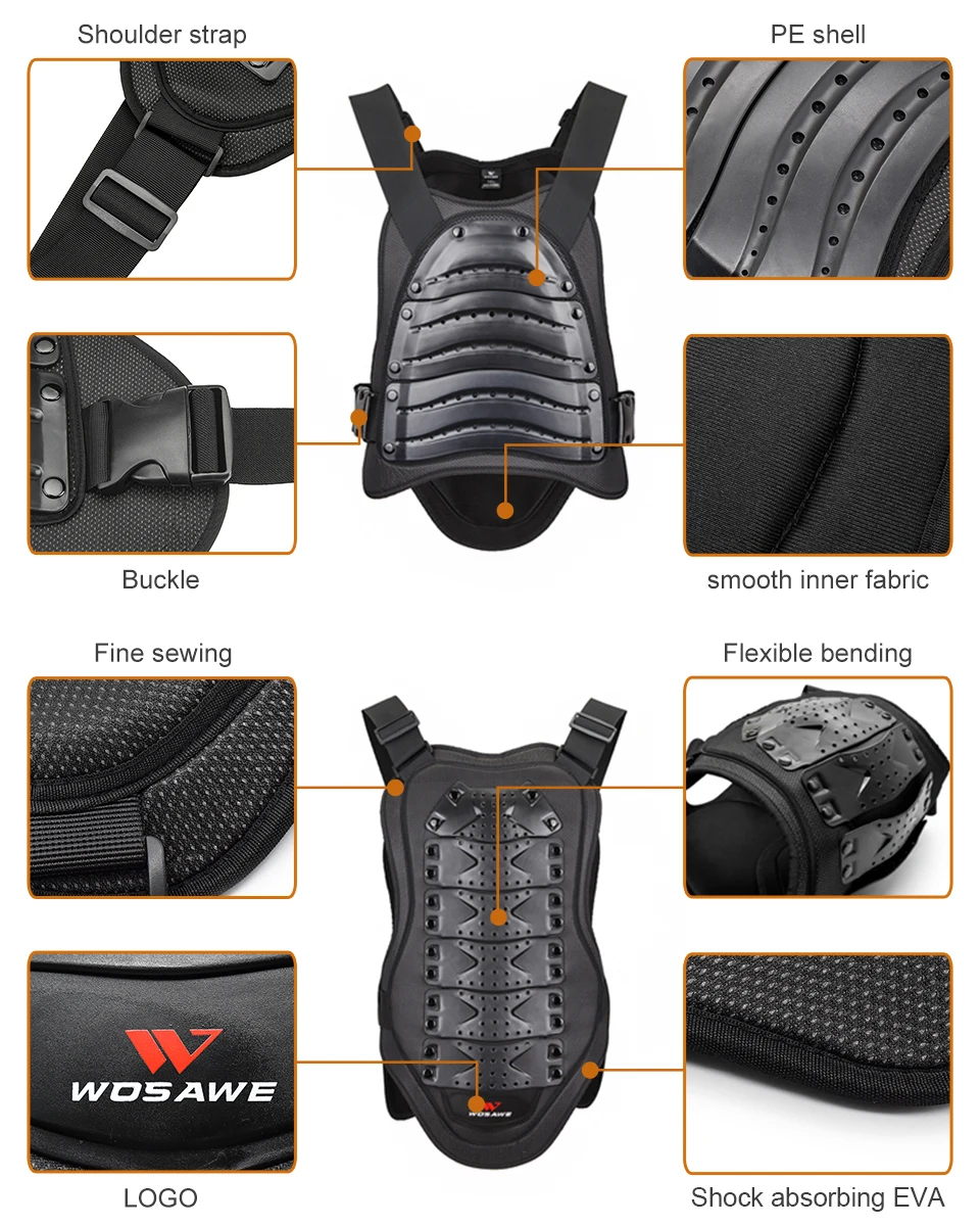 

Motorcycle Armor Vest Adult Back Protector Sleeveless Spine Chest Protection Motocross Racing Skateboard Body Protective Gear