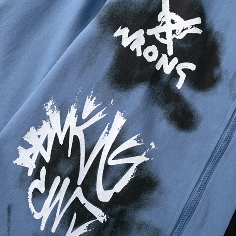 

JING ZHE Hip Hop Cargo Jackets Men Letter Graffiti Pockets Patchwork Coats Unisex Harajuku High Street Streetwear Casual Outwear