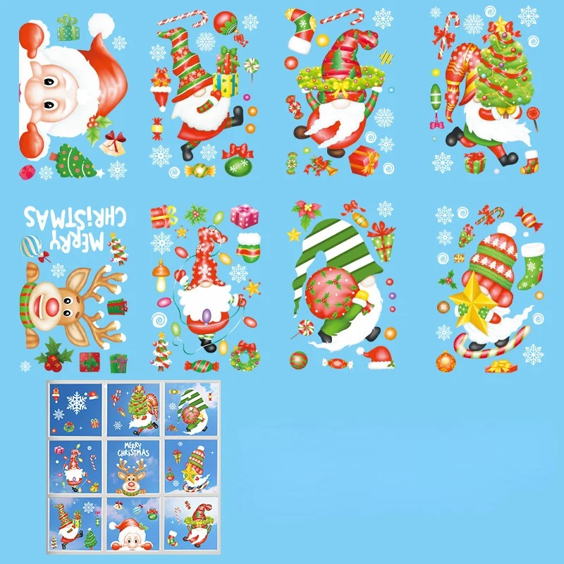 

Christmas Glass Stickers Showcase Snowflake Elk Window Stickers Wall Sticker Kids Room Wall Decals New Year Stickers
