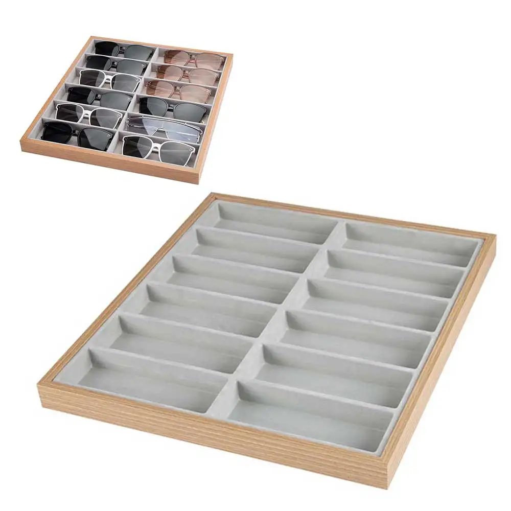 

Glasses Storage Rack Sunglasses Dispaly Tray 12 Grid Velvet Glasses Display Case Eyeglasses Storage Organizer Box Shop Window