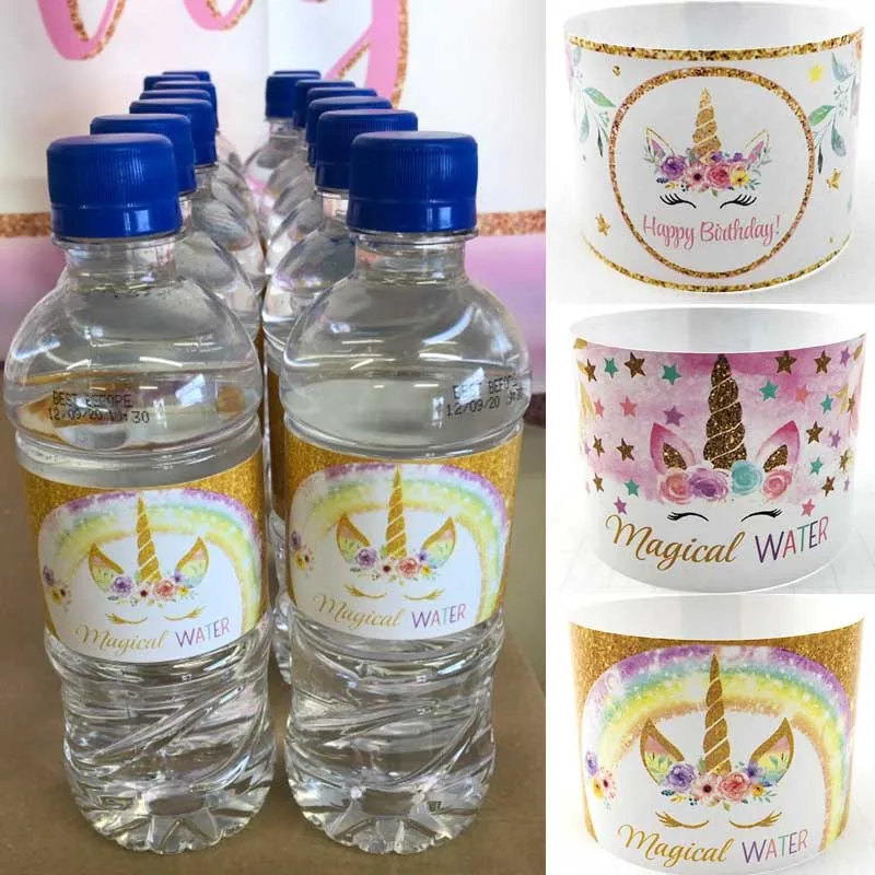 24 шт Детские наклейки для душа Единорог на бутылки день рождения радуга свадьба