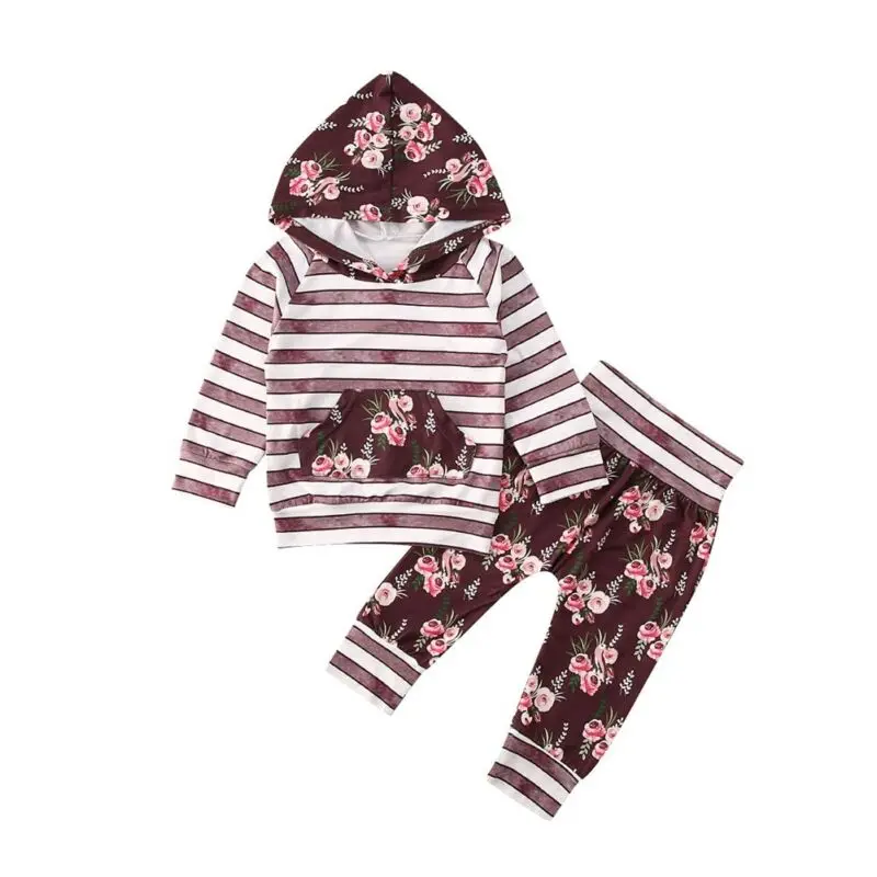 Модная одежда для новорожденных девочек пуловер с капюшоном и длинными рукавами