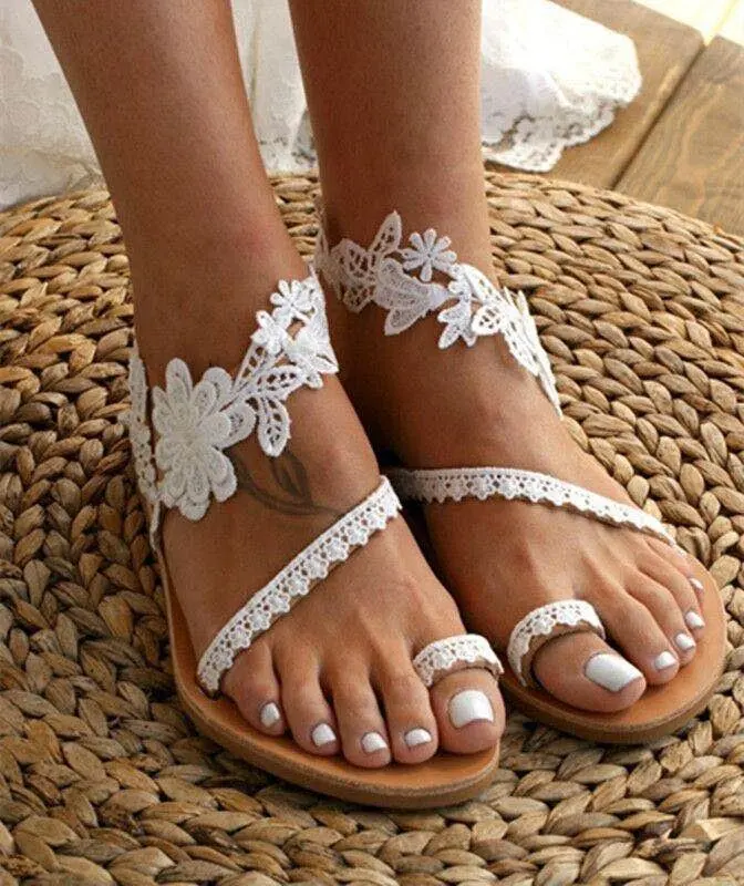

2021 Casual clip toe Solid color ladies open toe flower flat sandals women shoes