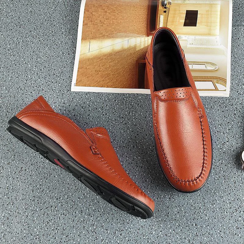 Men Casual Shoes outdoor Luxury Brand Genuine Leather Mens fashion Loafers Moccasins Comfy Breathable Slip on Driving Shoes a4
