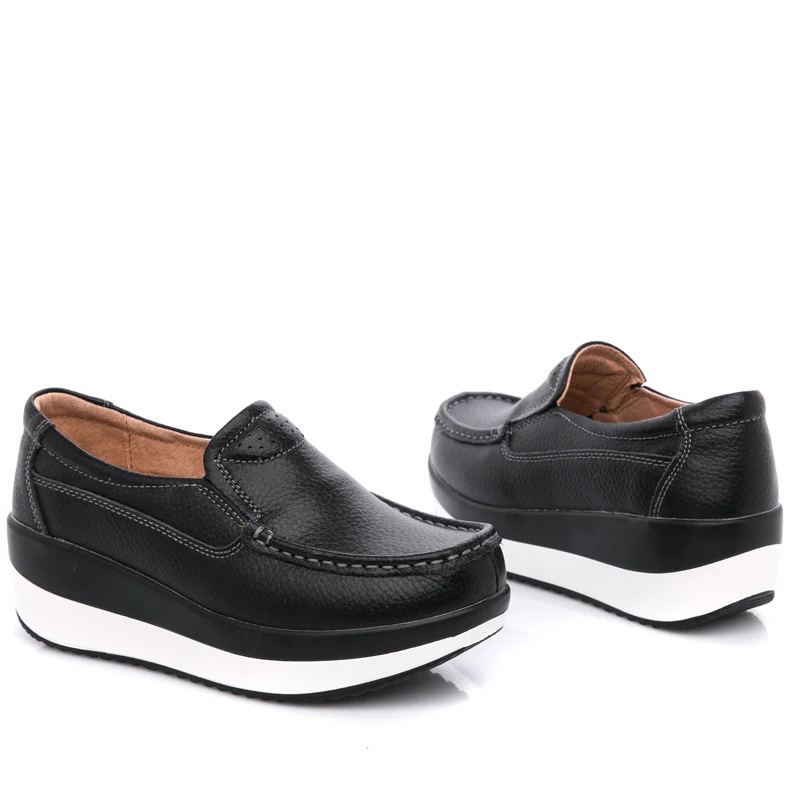 2019 осенние женские лоферы на плоской платформе женская обувь повседневная из