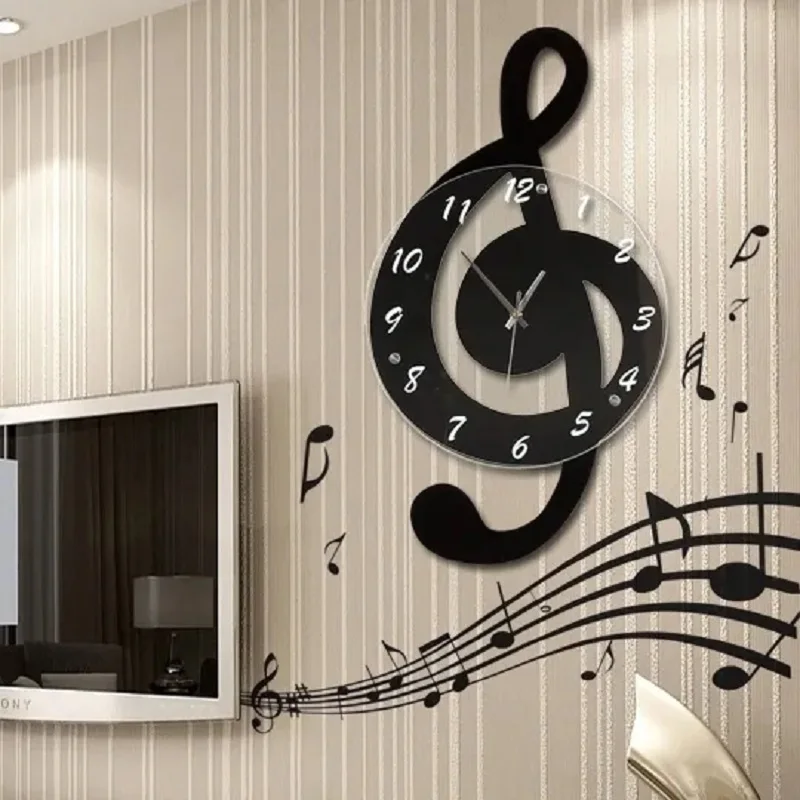 

Music Nordic living room home fashion creative clock personality Shi Ying decorative clock mute art wall clock.