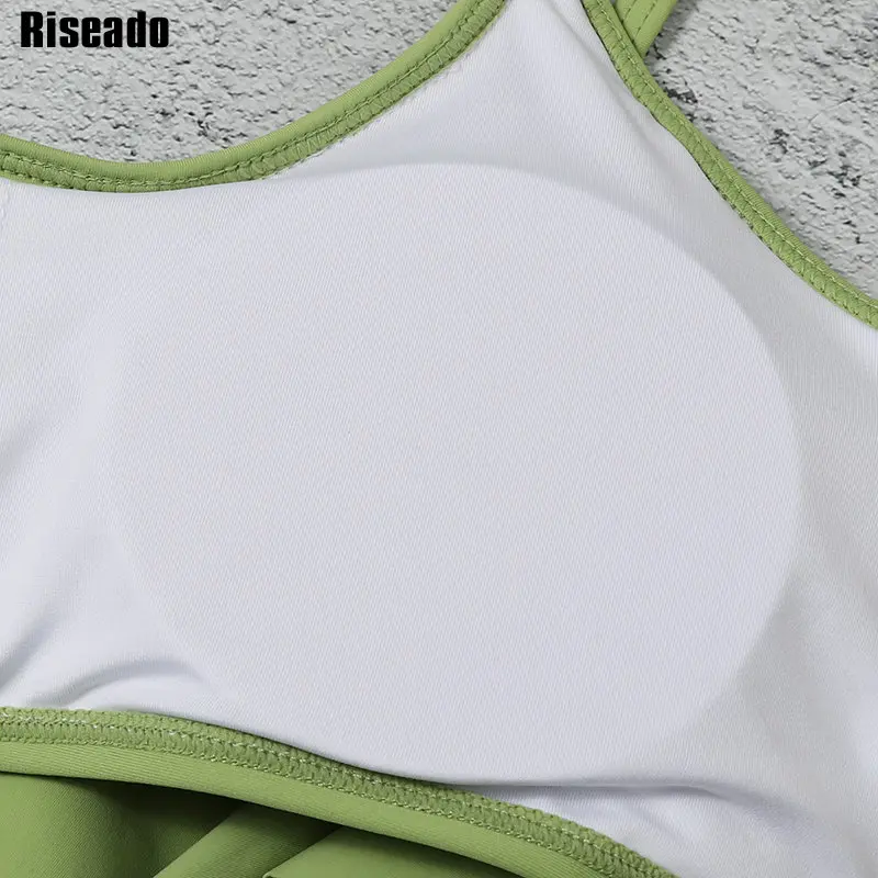 

Riseado Ruffle Bikinis Set Cut Out Swimwear Women Swimsuit High Waisted Beachwear Avocado Green Bathing Suit 2021 Summer