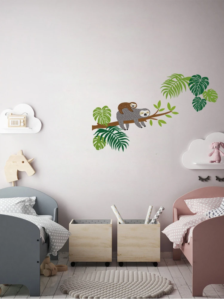 Ленивая ветка дерева Наклейка на стену наклейки натуральный тропический лист