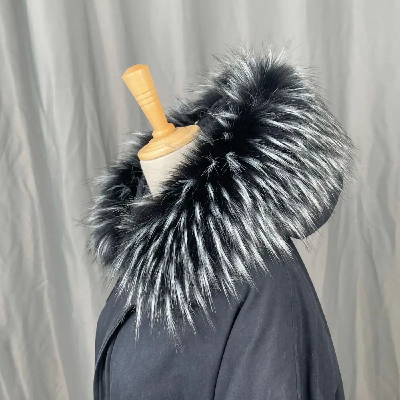 Bufanda de piel sintética de mapache para invierno, chal de decoración de piel sintética Multicolor, abrigo, cuello de piel, 60cm-80cm