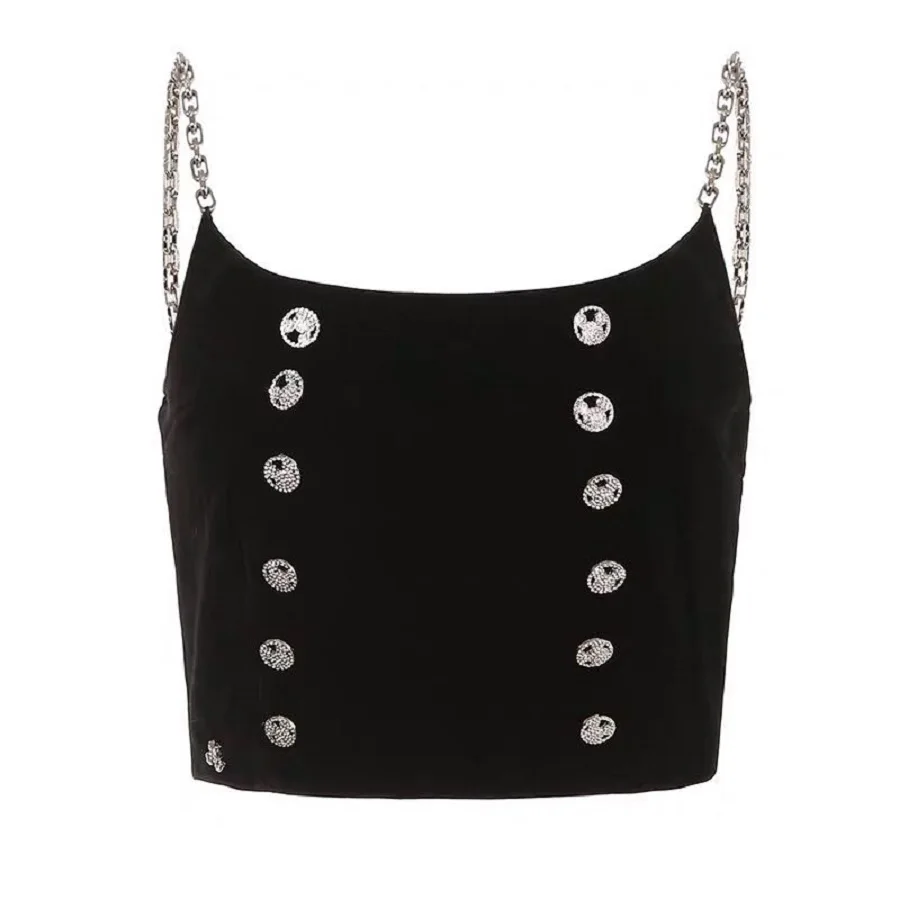 Summer satin diamond-studded chain women's off-shoulder top suspenders vest 2021New women's sexy fashion corset bra XL