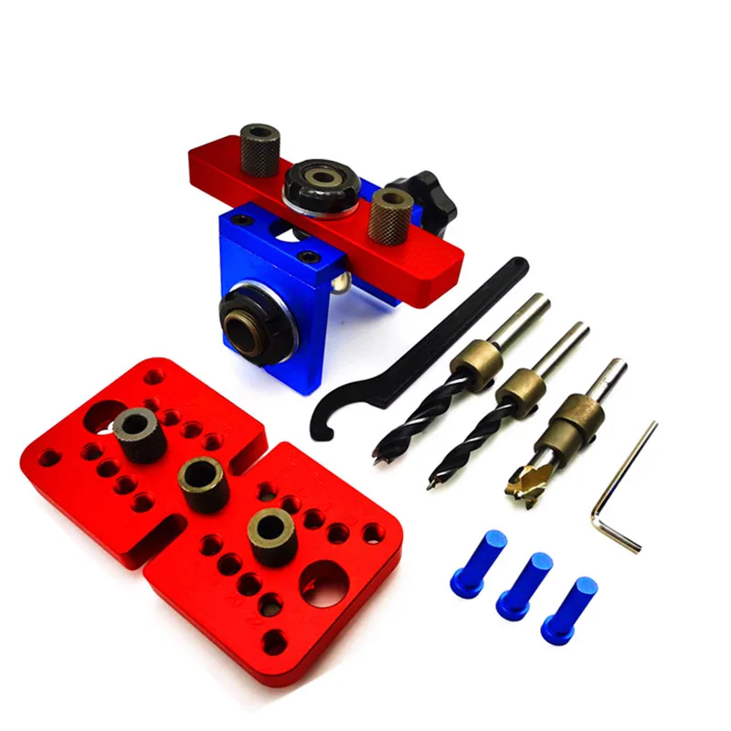 3 in 1 Doweling Jig Woodworking Pocket Hole Jig With 8/10/15mm Drill Bit For Drilling Guide Locator Puncher Tools