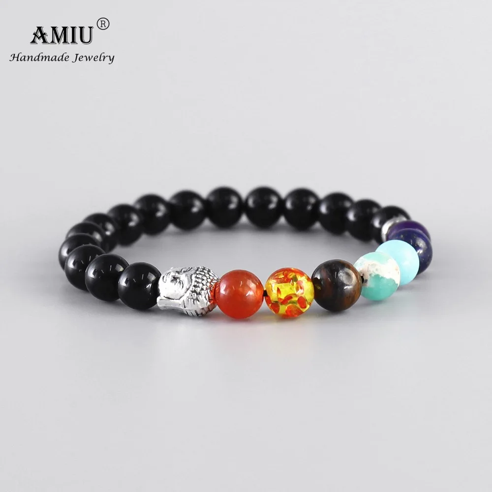 Браслеты AMIU из 7 Чакр высокого качества натуральные бусины для мужчин и женщин