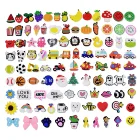 100 шт. оптовая продажа микс тачки фрукты рыбки значок обувь шармы ПВХ украшения для браслетов Croc DIY аксессуары для детей X-MAS подарки