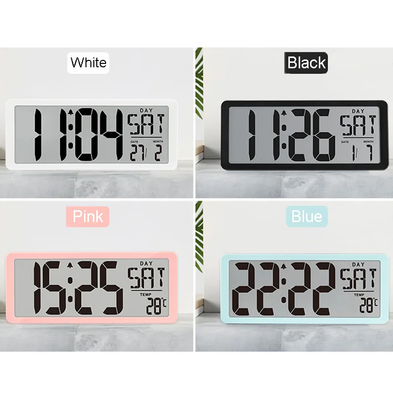 

LED Digital Large Number Wall Clock Time Display Alarm Clock with Date Temperature Table Desk Watch Electronic Clocks