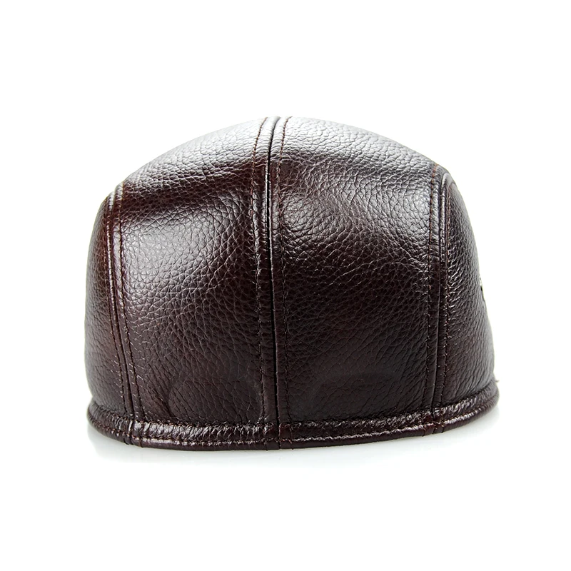 Мужская бейсболка из натуральной кожи брендовая теплая зимняя шапка газетчика
