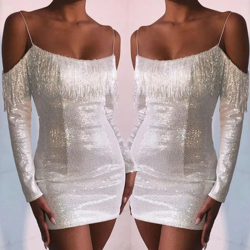 Женское Бандажное облегающее платье с длинным рукавом вечерние коктейльные