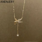 Женское ожерелье с подвеской в виде ангела ANENJERY, ювелирный светильник из стерлингового серебра 925 пробы