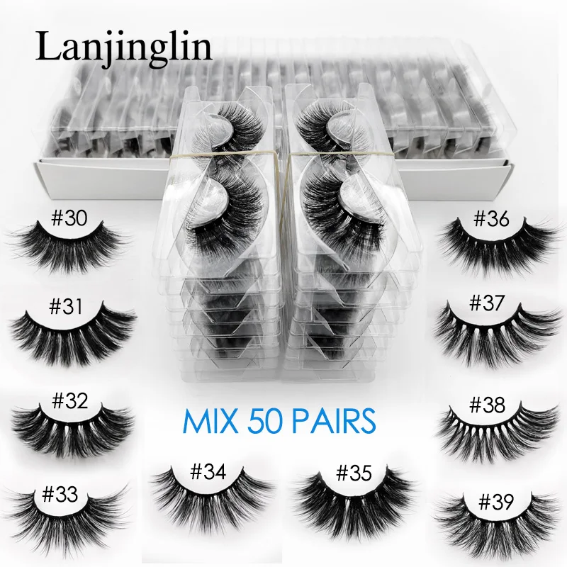 MIX 50 PAIRS 3d норковые накладные ресницы, 20 Вт, 30 Вт, 40/50/100 пар пушистый тонкие накладные ресницы натуральные длинные Макияж для ресниц наращивание оптом - Цвет: MIX 50 PAIRS