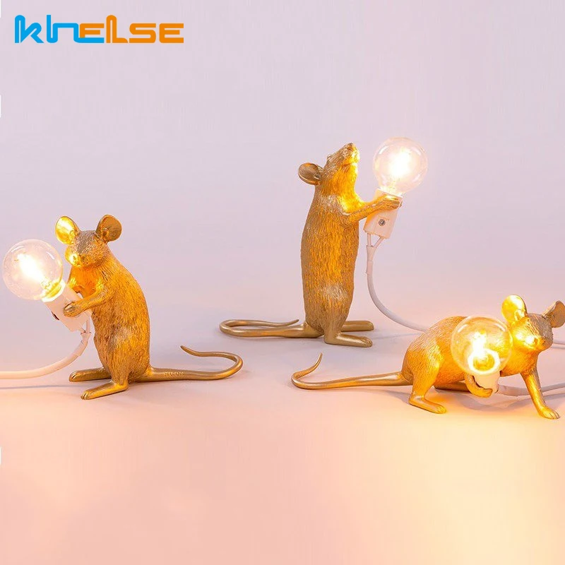 

modern Resin Rat Mouse Lamp LED Table Lamp Small Mini Mouse Cute LED Desk Lamp Home room Decor Desktable table night Lights gift