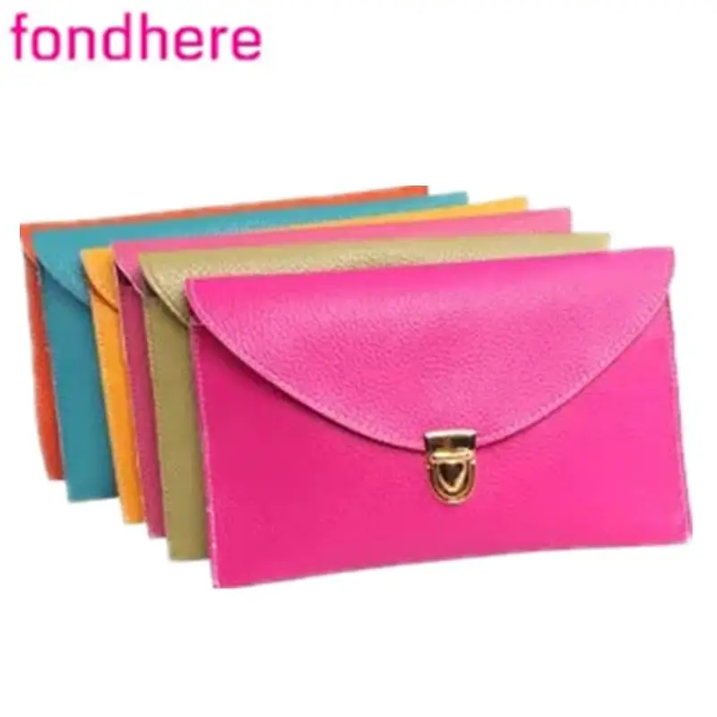 Женский Повседневный винтажный кошелек FONDHERE Офисная Дамская однотонная сумка