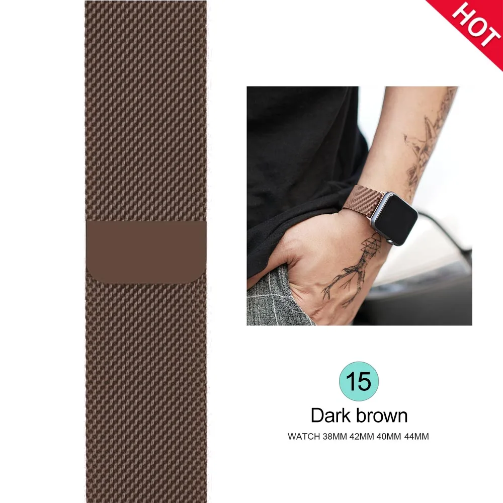 Deep khaki Ремешок для часов, Миланская петля, ремешок для наручных часов apple watch, ремешок 42 мм/38/44/40 мм нержавеющая сталь металлический браслет ремешок для наручных часов iwatch, версия 4/3/2/1 - Цвет ремешка: Deep khaki