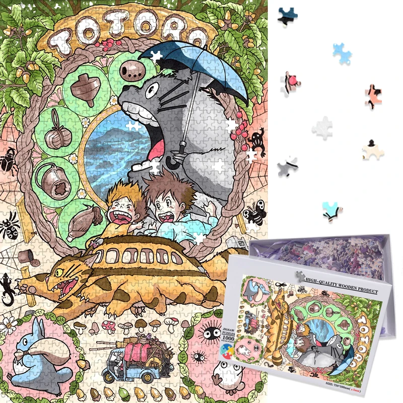 

MOMEMO Jigsaw Hayao Miyazaki Cartoon Anime 1000 Pieces Puzzle for Adults My Neighbor Totoro Kids Children Educational Toys Gifts