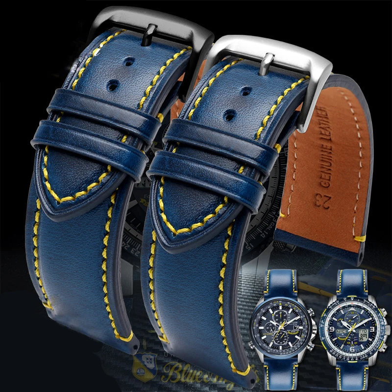 

The leather strap is suitable for citizen Blue Angel AT8020 JY8078 second generation aviation Eagle leather 22 23mm