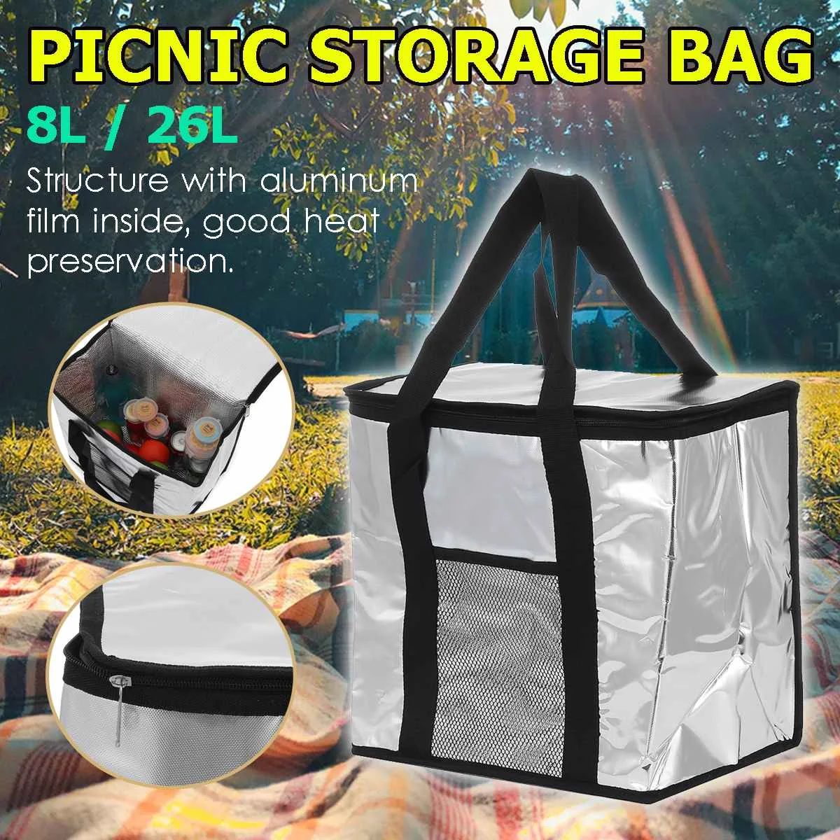 

26L Lunch Cooler Bag Insulation Folding Picnic Portable Ice Pack Food Thermal Bag Food Delivery Bag Drink Carrier Insulated Bag