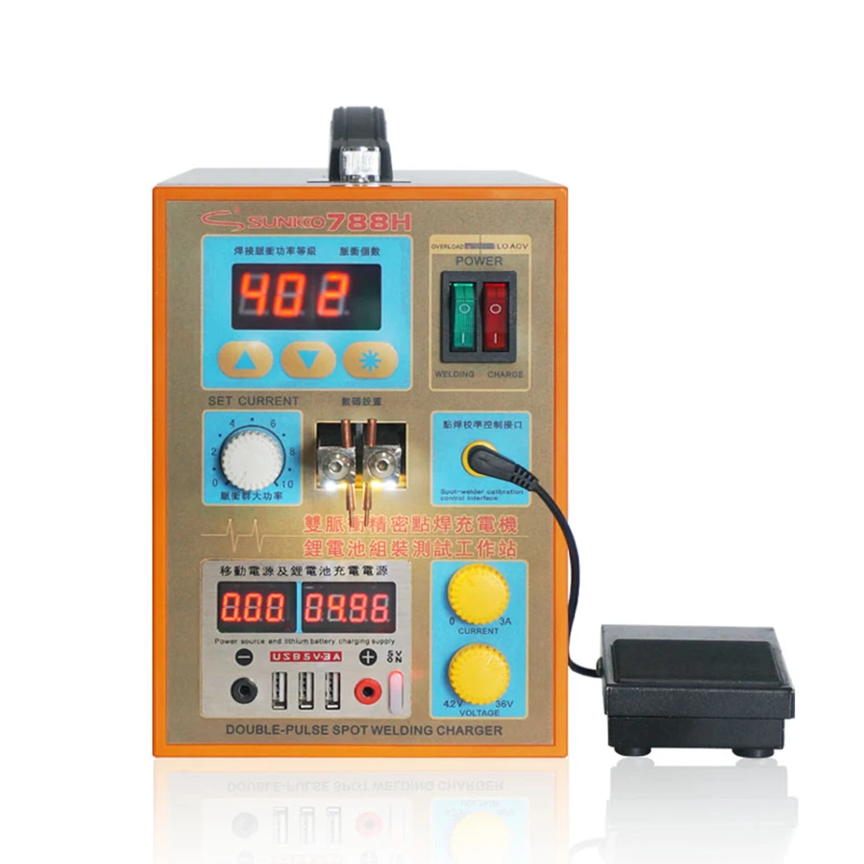 SUNKKO 788H usb battery spot welding machine LED light lithium test USB charging 18650 pack | Инструменты