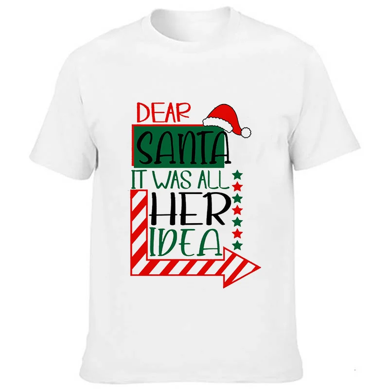 Dear Santa It Was All They Idea Family Matching Clothes Christmas T Shirt Mom Dad Kid Outfit Mother Daughter Son Top Baby Romper | Женская