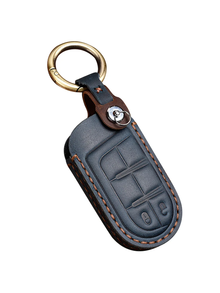 Кожаный чехол для автомобильного ключа Jeep Grand Cherokee Chrysler 300C Renegade FIAT Freemont Dodge Ram 1500