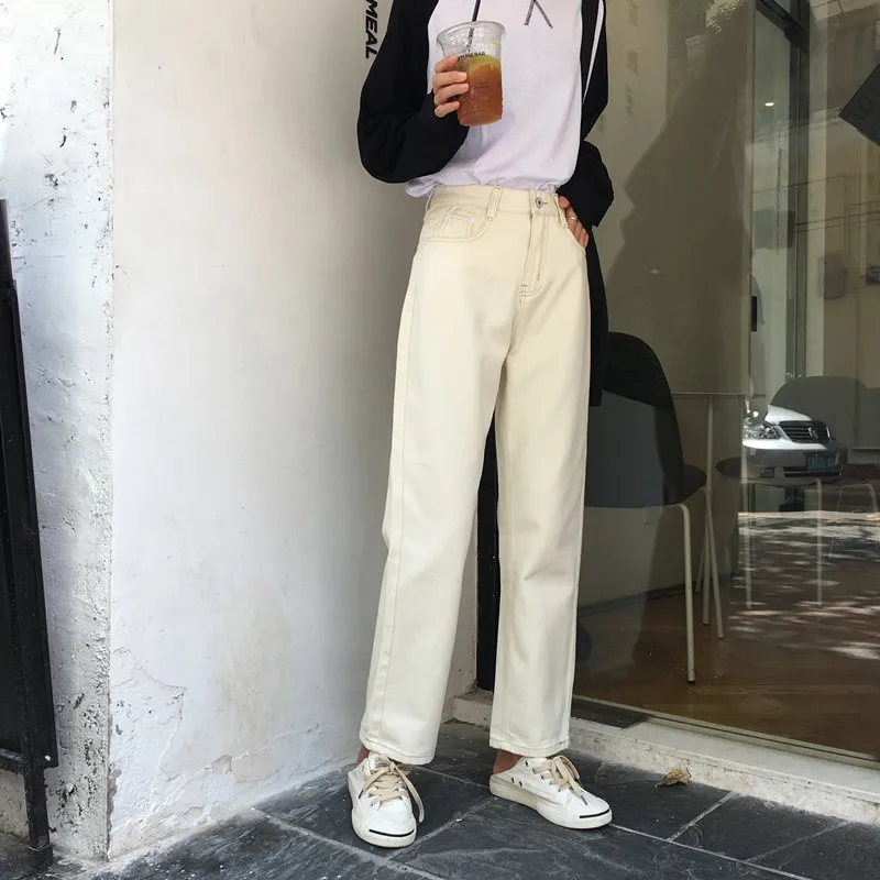 Джинсы женские шикарные свободные Простые повседневные универсальные в