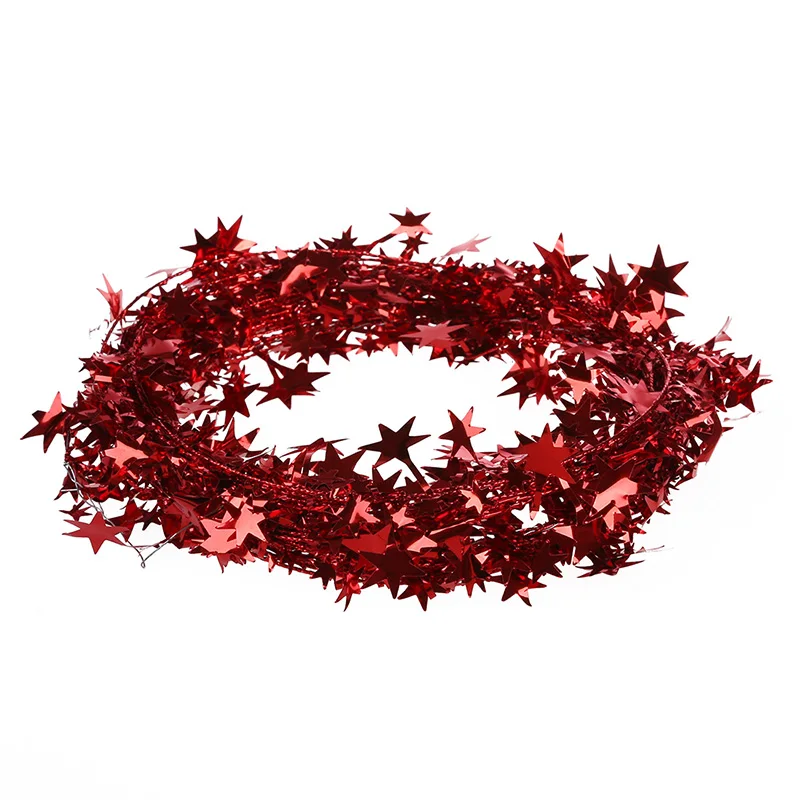 23 фута блестящая гирлянда из мишуры в форме Красной Звезды Рождественское