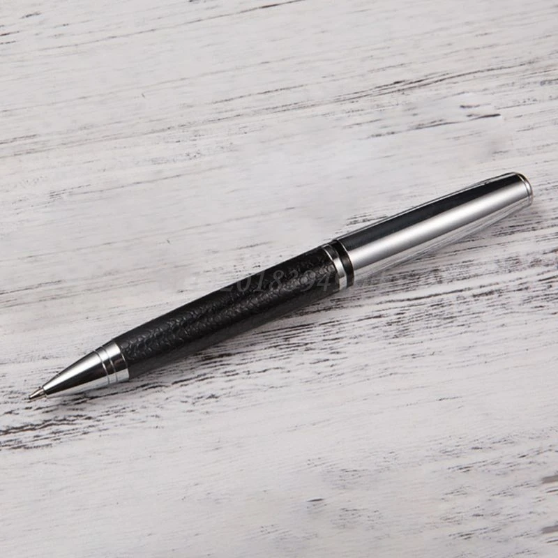 

OOTDTY Rotary Business Pen 0.5mm Black Ink Leather Metal Ballpoint Pens Student Gift Office Stationery Supplies