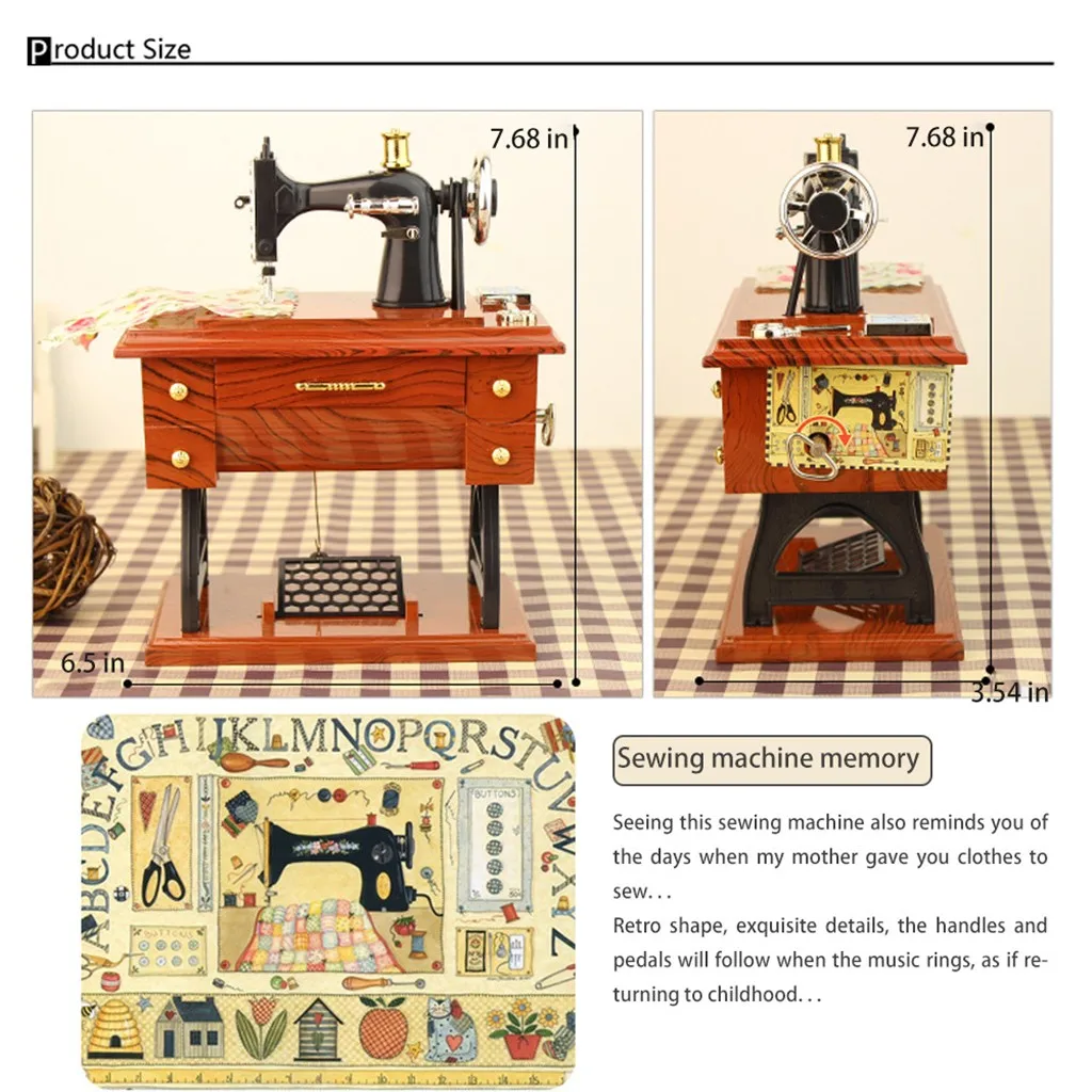 1 шт. винтажная мини-швейная машина с замком музыкальная шкатулка детская игрушка